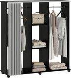 Homcom Porte-vêtements sur roulettes - Panneau de particules - 120x40x128cm - Noir