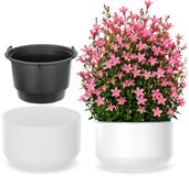 KADAX Bloempot met binnenpot, plastic sierpot vorstbestendig voor bloemen en planten, staand wit 39x24,5cm