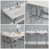 Hudson Reed Elizabeth Lavabo sur pieds rétro - Double vasque - 120 cm - Porte-serviettes Chromé