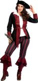 Wilbers Piraat Outfit Dame burgundy/zwart premium - Maat 48