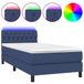vidaXL Boxspringbed met matras en LED-verlichting, stof, blauw, 100x200 cm