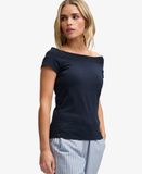 Superdry Athletic Essentials Off Shoulder Top Slanke Pasvorm Blauw Grootte: 38