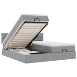 vidaXL Lit plateforme avec matelas Tissu gris clair 200x200 cm