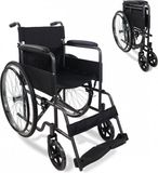 Mobiclinic Denver - Rolstoel - Lekvrije PU Banden - Opvouwbare - Afneembare rugleuning en voetensteun - Staal - Zitbreedte 46 cm - Zwart
