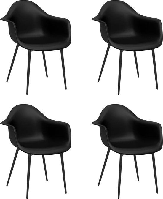 vidaXL Eetkamerstoelen 4 st PP zwart