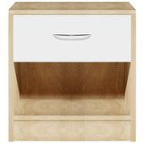 BAKAJI Eenvoudig wit nachtkastje met lade en onderste plank, robuust, duurzaam, modern minimalistisch design, slaapkamer, woonkamer, thuis, kantoor, veelzijdig, ruim (eiken en wit)