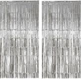 Folie wand en deurgordijn versiering - 2x - zilver - 200 x 100 cm - Feestartikelen - Brandvertragend