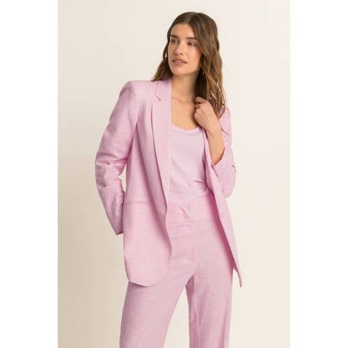 Expresso Expresso regular blazer met linnen lichtroze