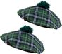 Boland Carnaval hoed/baret in Schotse ruit - 2x - groen - polyester - heren - Schotland