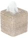 KOUBOO La Jolla Rotan vierkante tissuedooshoes, wit gewassen, vlechtwerk, 13,97 x 13,97 x 14,61 cm