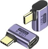 PremiumCord USB 4 adapter, USB-C mannelijk naar vrouwelijk 90° M/F, ultrasnel 40 Gbit/s, type C-aansluiting, aluminium, spacegrijs