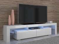 Mobistoxx BULLY Meuble TV-Hifi 2 Portes Blanc/Blanc Brillant avec LED