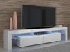 Mobistoxx BULLY Meuble TV-Hifi 2 Portes Blanc/Blanc Brillant avec LED