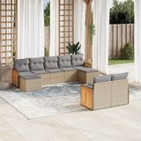 Prolenta Maison Exclusive - Tuinset voor de tuin, 9-delig, met kussens, beige, gemaakt van polyrotan