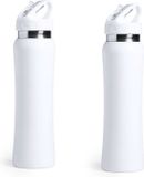 Merkloos Makito Western Europe Set van 2x stuks drinkfles/waterfles 800 ml wit van RVS - Sport bidon