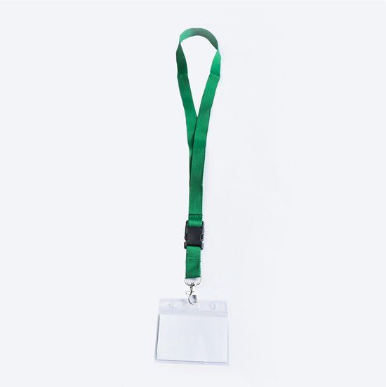 Groen keycord met badge-/pashouder - 1 stuk