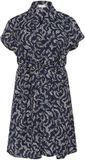 KAFFE Curve Kaffe Dameshemdjurk KAFFE Curve Beate Middernacht Marine Kantprint Polyester Lange Korte Mouw Casual Grote Maten Dierenprint Vrouwen 52