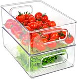Ibenzoa® Set van Twee Transparante Koelkastopbergdozen met Handgreep