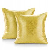 AmeliaHome Veras Sierkussenhoes Geel Bedrukt Blackout Suede Shine 45x45