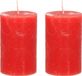 Bougie conique/bougie cylindrique - 2x - rouge - 5 x 8 cm - petit modèle rustique