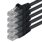 1aTTack.de CAT.6 CAT6 Ethernet LAN-netwerkkabel 1000 Mbit/s patchkabel, 2m, zwart, 5 stuks