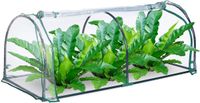Famanu - Kweekkas tunnel, steeksysteem, oprolbare deur, raam, HxBxD: 50 x 130 x 60 cm, staal & PVC, transparant, groen