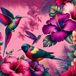 Papier peint panoramique fleurs oiseaux 130 cm x 130 cm