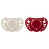 Chicco PhysioForma Air Fopspeen 6-16 maanden, siliconen zuiger, anatomisch en functioneel, ondersteunt de fysiologische ademhaling, rood, 2 stuks