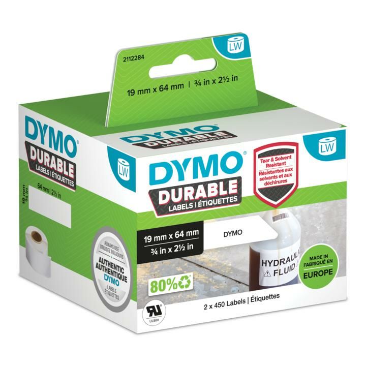 DYMO LabelWriter labels | 19mm x 64mm | White | 900 labels