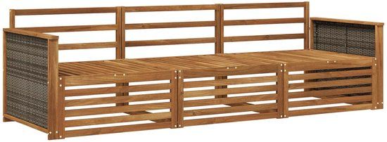 vidaXL - Bank loungeset - 3 zitplekken - Naturel - Massief Acacia Hout