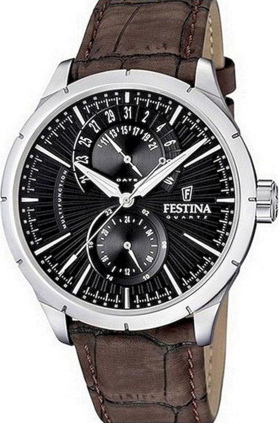 Festina F16573/4 Retro Herenhorloge - Zilverkleurig - 45.8 mm