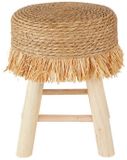 Atmosphera Bijzet krukje model Yucatan - beige - hout - D30 x H40 cm