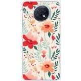 Xiaomi Redmi Note 9T 5G Flower wall bedrukt siliconen hoesje