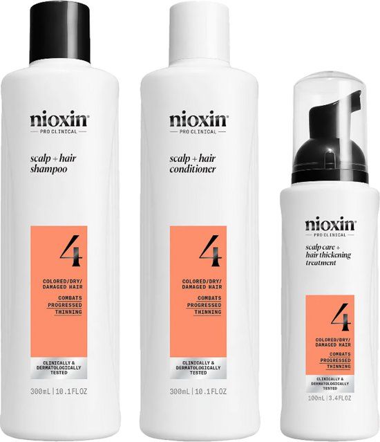 Nioxin System 4 Loyalty Kit - voor Gekleurd Haar - Anti Haaruitval - Gevorderde Uitdunning - 300+300+100ml