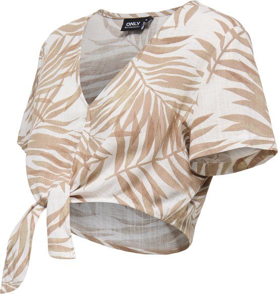 ONLY MATERNITY ONLY - OLMSIESTA S/S V-NECK LINEN KNOT TOP WVN - Dames - Blouses - Viscose/Linnen - Maat XL - Wit