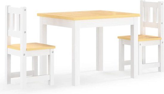 vidaXL 3-delige Kindertafel- en stoelenset MDF wit en grijs