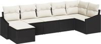 vidaXL Tuinbank - Set - 3 zitplekken - Zwart en wit - Polyrattan