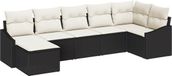 vidaXL Banc de jardin - Ensemble - 3 places assises - Noir et blanc - Polyrotin