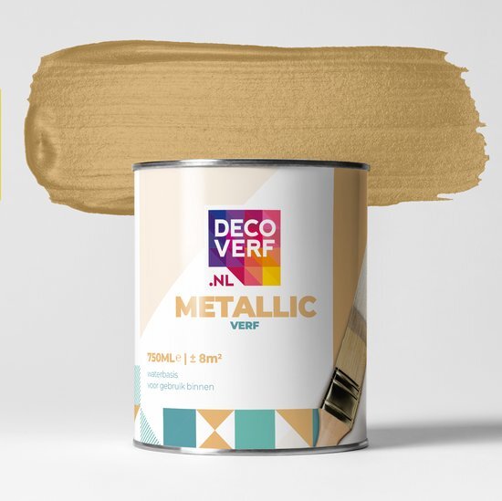 Decoverf.nl Decoverf metallic verf zacht goud, 750ml