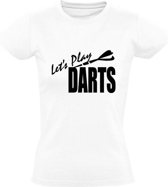 Let's play darts Dames T-shirt - Wit - 2XL