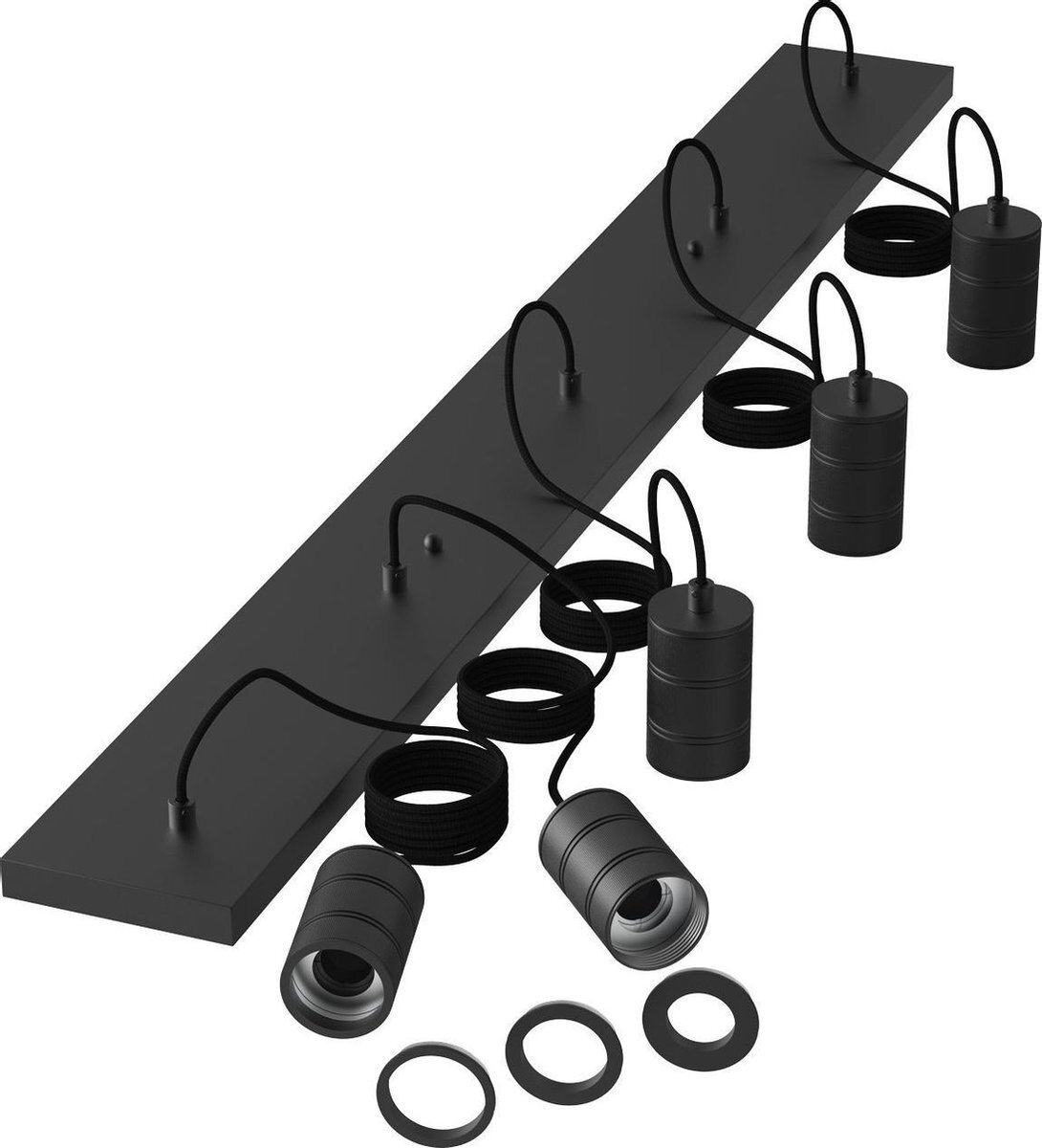 Calex Multi Cord Plafondlamp - 5x E27 - Zwart