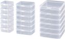 Boîte de rangement en plastique transparent sans marque avec couvercle à charnière - 18 pièces