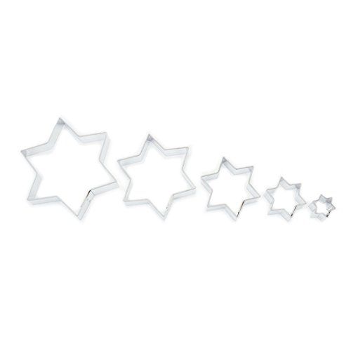 Roestvrij stalen koekjessnijder set van 5 sterren 1,7 - 7,8 cm