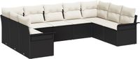 vidaXL Tuinbank Set met Kussen Zwart Polyrattan