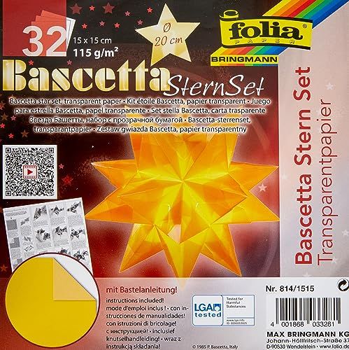folia 814/1515 - knutselset Bascetta ster, transparant geel, 15 x 15 cm, 32 vellen
