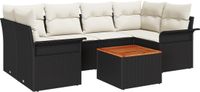 vidaXL Tuinbank Set 7-delig Zwart Polyrattan
