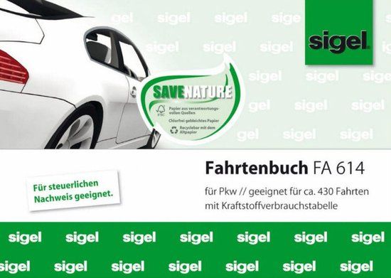 Sigel logboek auto - A6 - 40 vel - groen/wit - hardcover