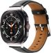 By Qubix - Premium leren smartwatch bandje - Zwart - Geschikt voor Samsung Galaxy Watch Ultra / Ultra 2 - 47mm