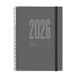 Miquelrius Duurzame dagplanner 2026, vergelijkbaar met A5+ (155 x 213 mm), dagplanner, omslag van gerecycled karton, 100 g/m² gerecycled papier, rubberen sluiting, ES-EN-PT, grafiet