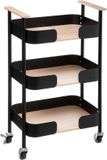 5Five Keukentrolley/kast - zwart - metaal/hout - 75 x 46 x 29 cm - 3 niveaus - Blackwood